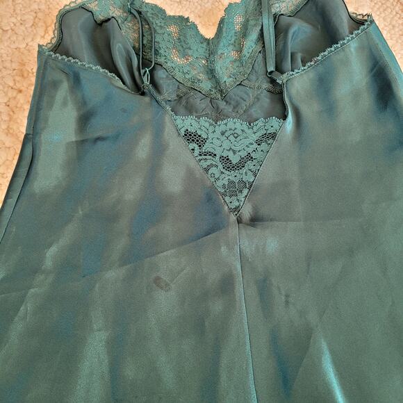 Vtg Victoria Secret Green Nightgown Lace Sz M - Picture 5 of 5